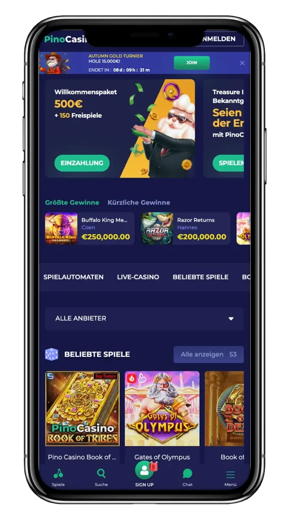 Pino Casino Mobile App